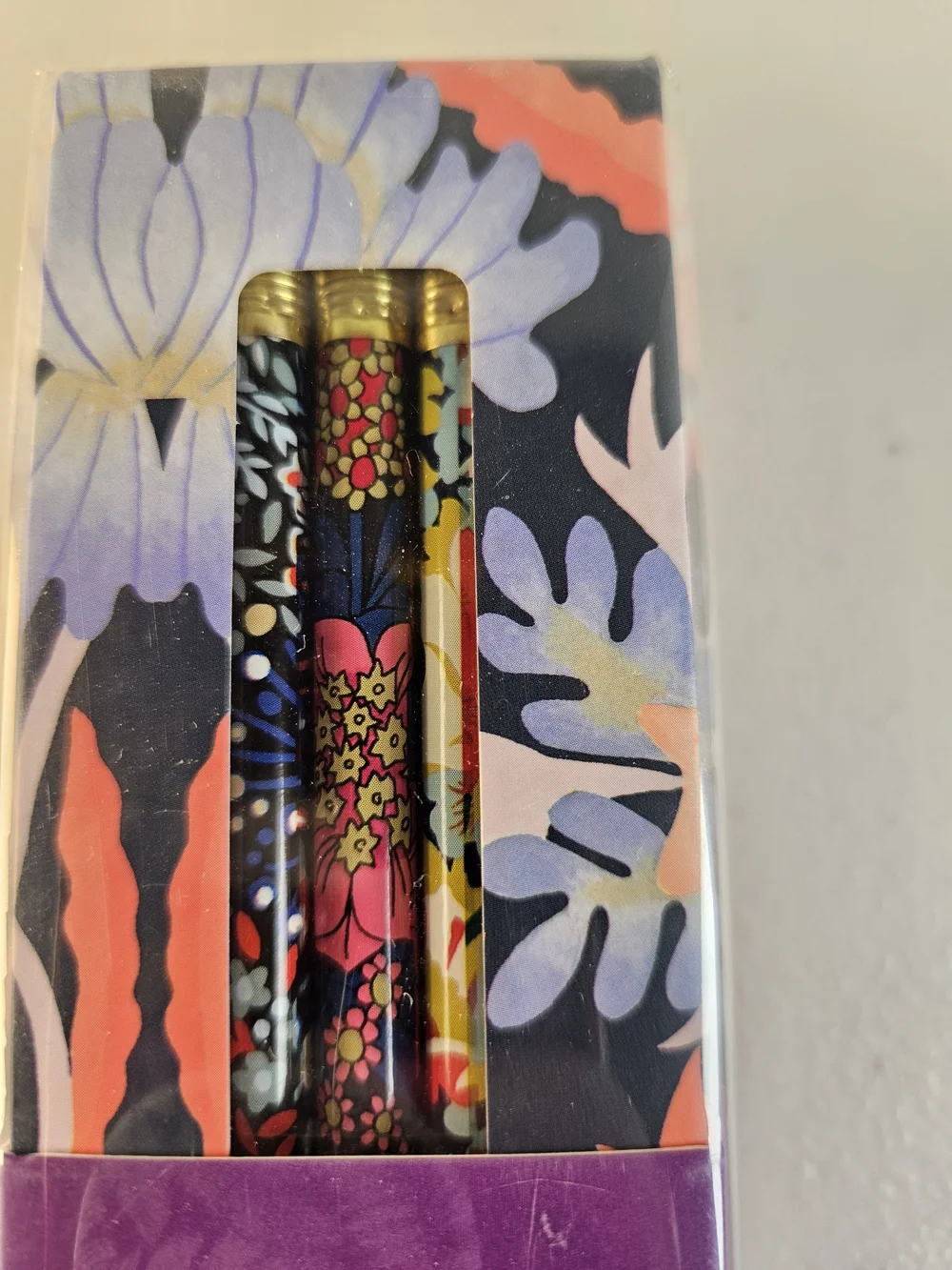 Liberty Floral Pattern Pencil Set with Purple Accent